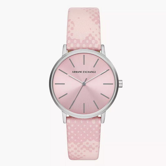 Armani Exchange Three-Hand Pink Leather Watch AX5590