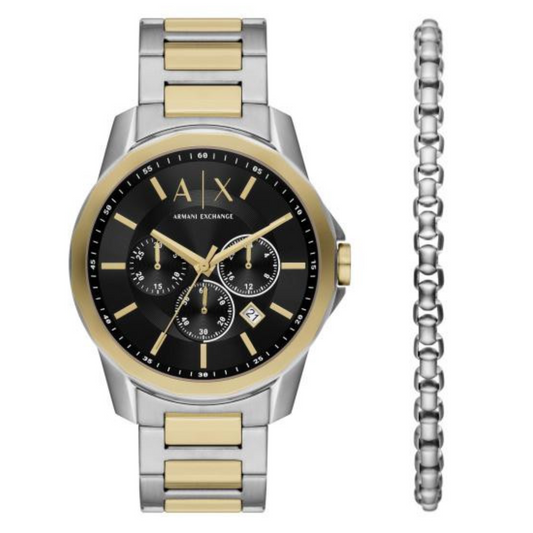 Armani Exchange Chronograph Two-Tone Stainless Steel Watch and Bracelet Set AX7148SET