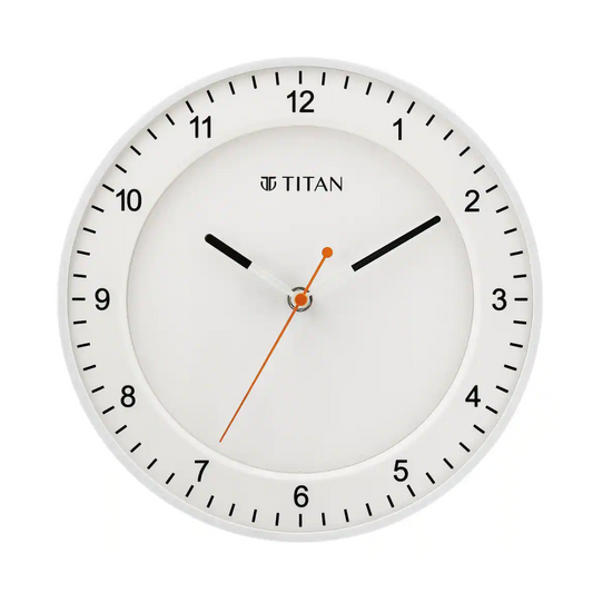 Titan Contemporary White Wall Clock with Domed Glass and Silent Sweep 27 x 27 cm (Small) W0010PA04