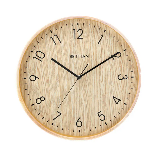 Titan Wooden Brown Wall Clock with Silent Sweep Technology - 31.5 cm x 31.5 cm (Medium) W0023WA01