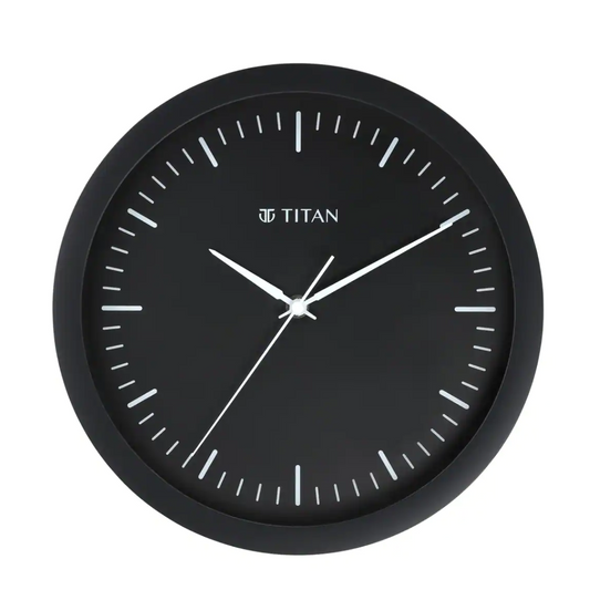 Titan Contemporary Black Wall Clock with Silent Sweep Technology 30 cm x 30 cm (Medium) W0036PA02