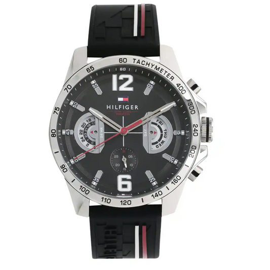 Tommy Hilfiger Mens Multi-Function Black Dial Watch - 1791473