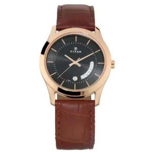 TITAN Black Dial Leather Strap Watch 1823WL01(DJ665)