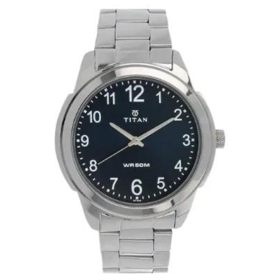 TITAN Blue Dial Silver Stainless Steel Strap Watch NN1585SM05 (DF306)