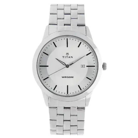 TITAN White Dial Silver Stainless Steel Strap Watch NN1584SM03 (DF301)