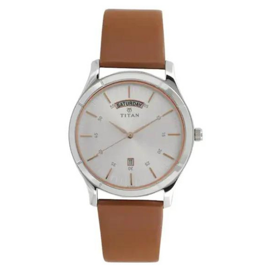 TITAN On Trend White Dial Leather Strap Watch 1767SL01 / NR1767SL01