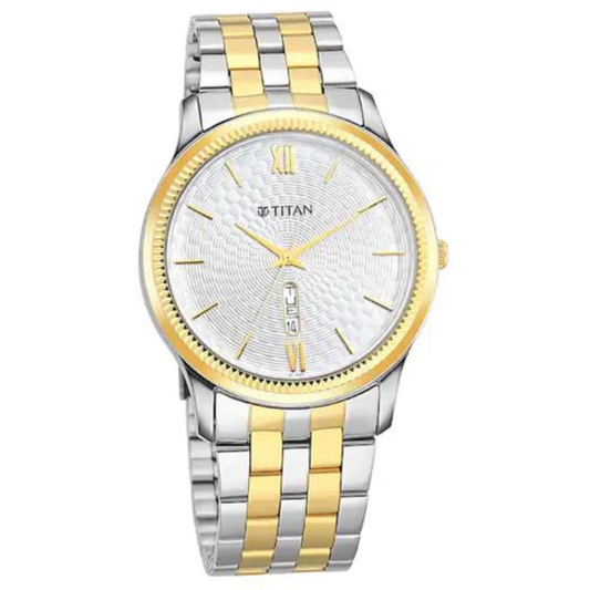 TITAN Silver White Dial Metal Strap Watch 1824BM02 / NR1824BM02