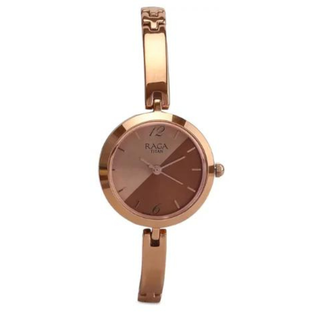 Titan Raga Viva Rose Gold Dial Metal Strap Watch NP2606WM07