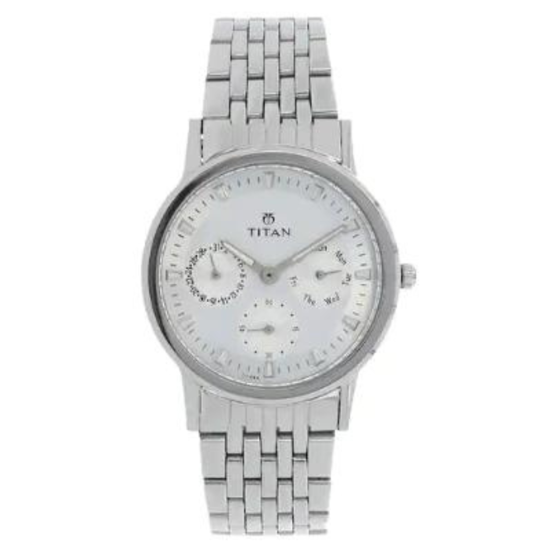 TITAN Silver Dial Silver Stainless Steel Strap Watch NJ2557SM01 (DF444)