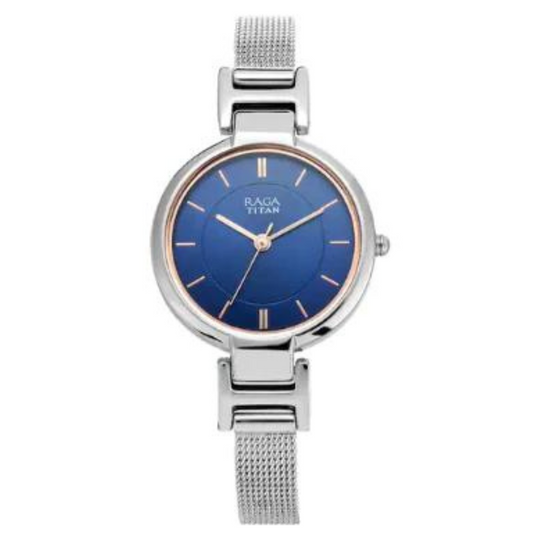 TITAN Raga Viva Blue Dial Metal Strap Watch NM2608SM02 (DH524)