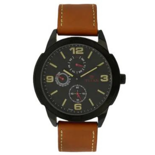 Black Dial Brown Leather Strap Watch NM1585NL01 (DE169)