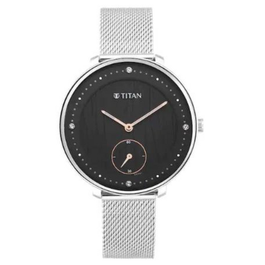 Titan Workwear Watch with Black Dial & Stainless Steel Strap NQ2651SM01