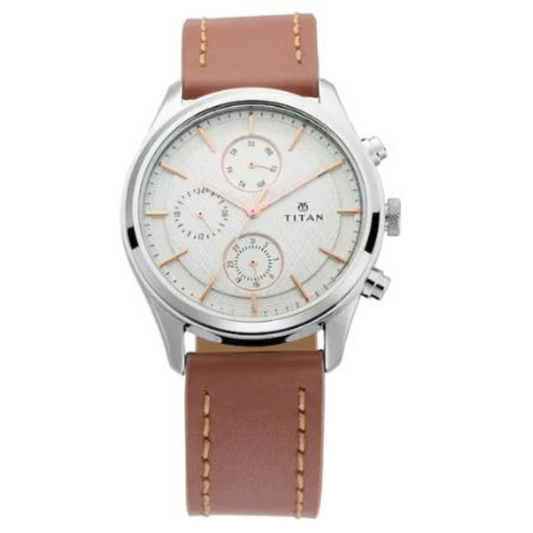 Workwear Watch with Silver Dial & Brown Leather Strap 1805SL01