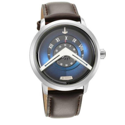 Titan Maritime Watch with Blue Dial & Leather Strap 1828SL01