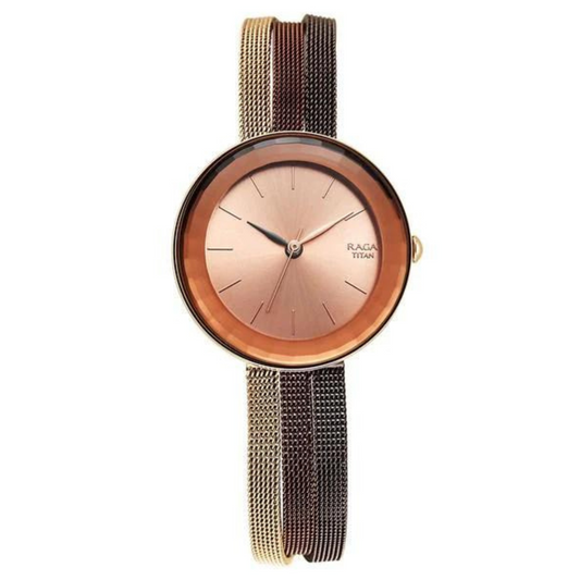 Raga Delight Rose Gold Dial Stainless Steel Strap Watch 95153KM01