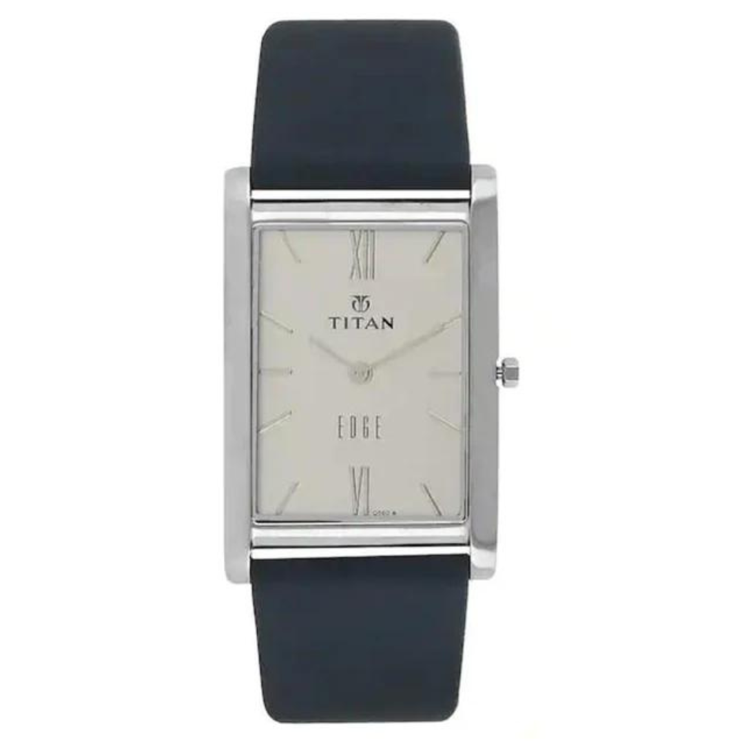 TITAN Edge White Dial Blue Leather Strap Watch NH1043SL01A