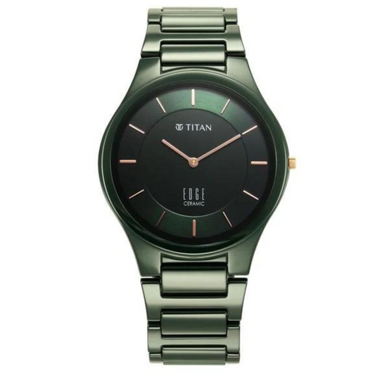 Titan Edge Ceramic Quartz Analog Green Strap Watch 1696QC06 / NS1696QC06