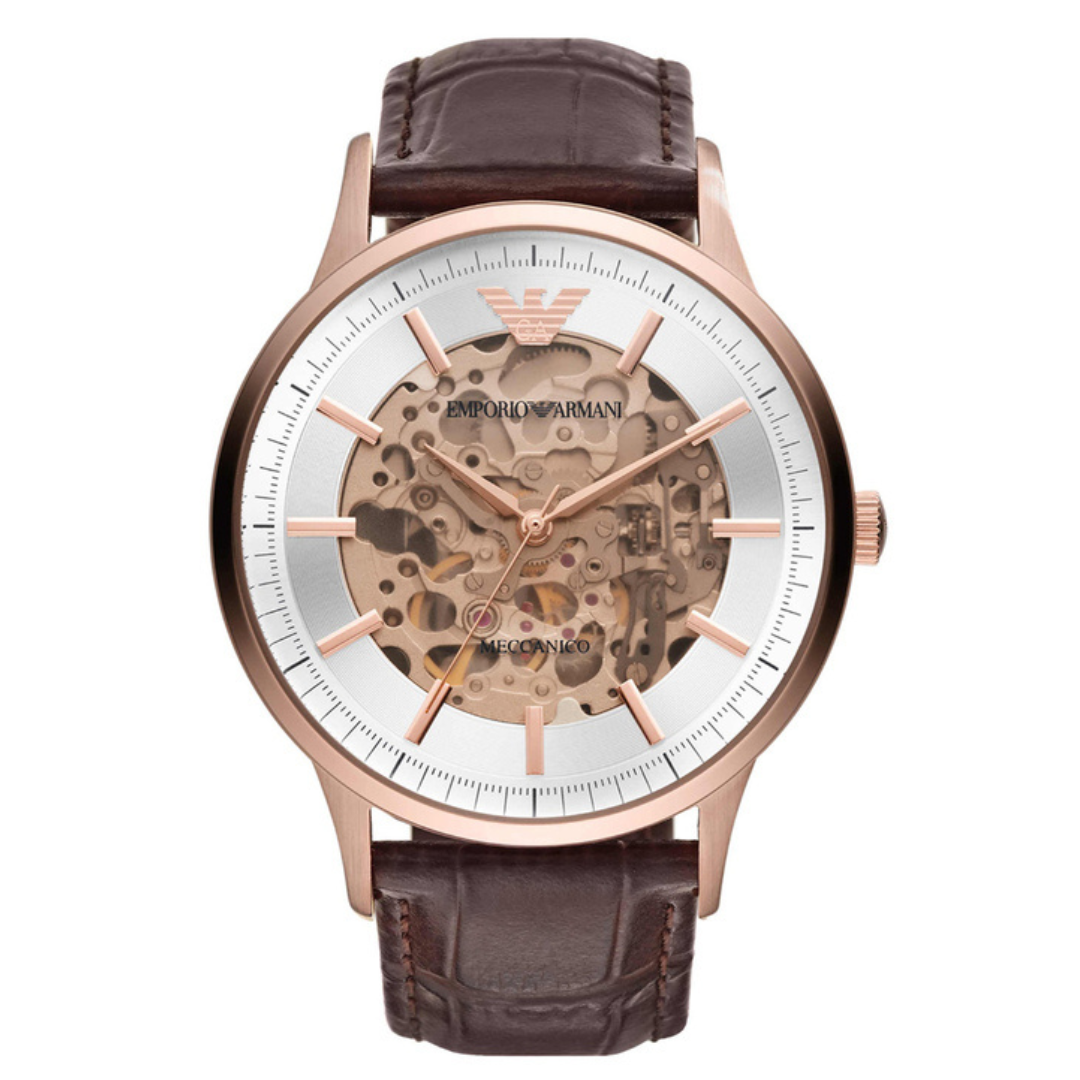 Automatic Brown Leather Watch AR60039