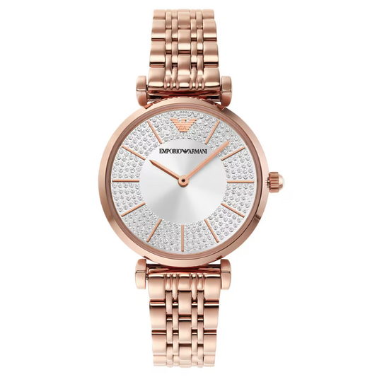 Emporio Armani Two-Hand Rose Gold-Tone Stainless Steel Watch AR11446