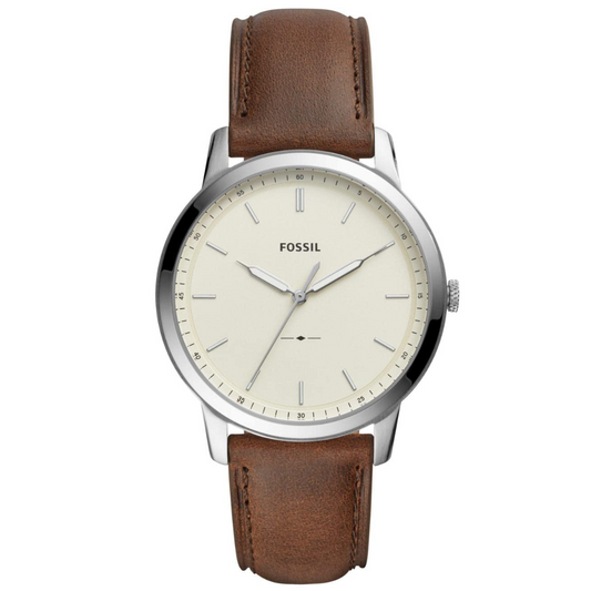 The Minimalist Three-Hand Brown Leather Watch  FS5439