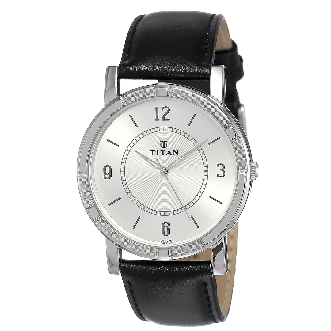 Silver Dial Black Leather Strap Watch NN1639SL03