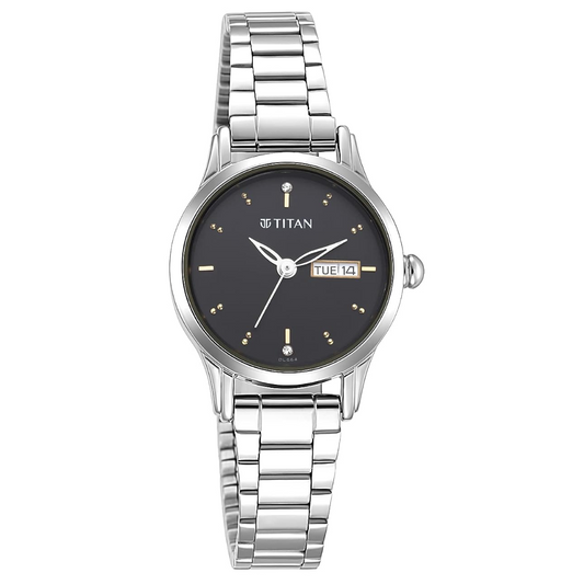 TITAN Lagan Black Dial Metal Strap Watch NP2656SM03