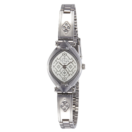 Titan Quartz Analog Silver Dial Stainless Steel Strap Watch for Women 2417SM01