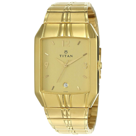 Titan Golden Dial Golden Metal Strap Watch NN9264YM02 (A742A)