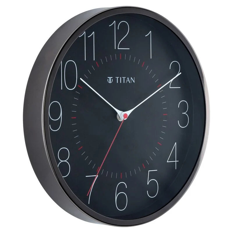 Titan Metallic Black Wall Clock with Slim Hands - 30 cm x 30 cm (Medium) NSW0007MA01A