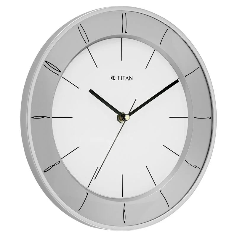 Titan Contemporary Wall Clock White Dial Color Silent Sweep Technology - 27 cm X 27 cm (Small) NSW0010PA02