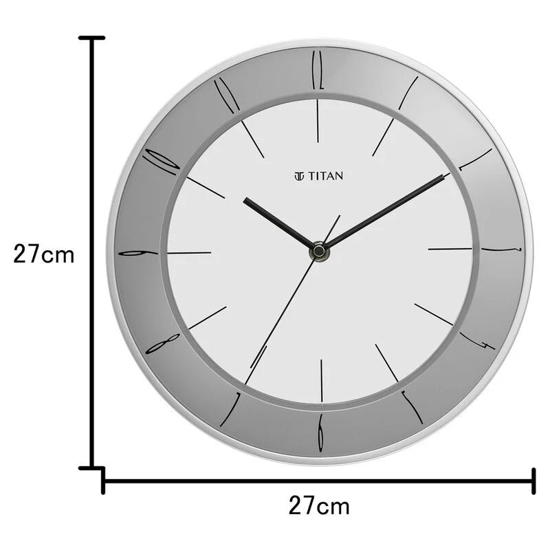 Titan Contemporary Wall Clock White Dial Color Silent Sweep Technology - 27 cm X 27 cm (Small) NSW0010PA02