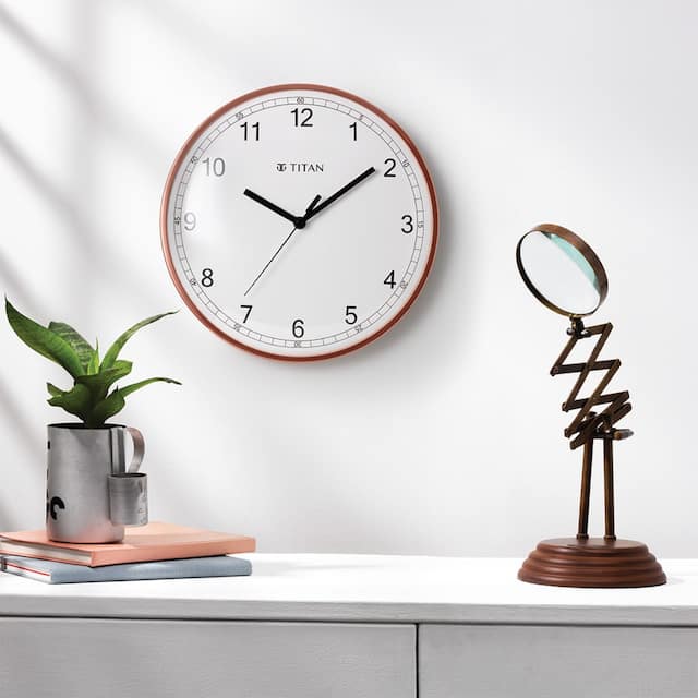 Metallic White Wall Clock with Domed Glass - 30.4 cm x 30.4 cm (Medium)  W0022MA01A