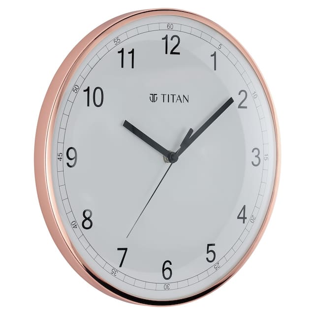 Metallic White Wall Clock with Domed Glass - 30.4 cm x 30.4 cm (Medium)  W0022MA01A