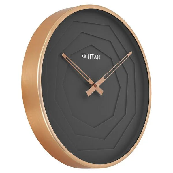 Titan Metallic Wall Clock with rose Gold Frame and Multi-layered Grey Dial 30 cm x 30 cm (Medium Size) nsw0078ma01