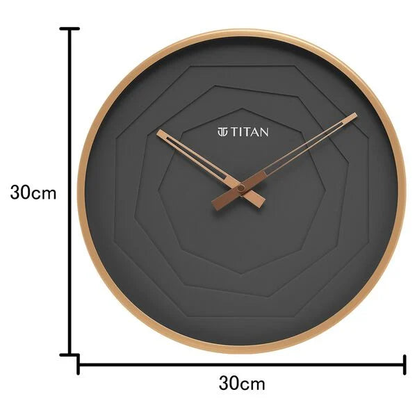 Titan Metallic Wall Clock with rose Gold Frame and Multi-layered Grey Dial 30 cm x 30 cm (Medium Size) nsw0078ma01