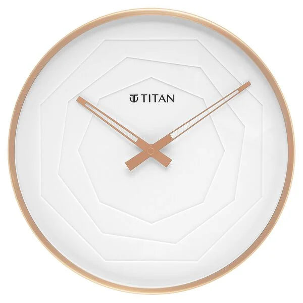 Titan Metallic Wall Clock with rose Gold Frame and Multi-layered White Dial 30 cm x 30 cm (Medium Size) nsw0078ma02