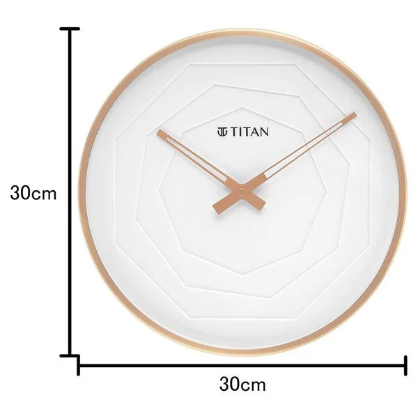 Titan Metallic Wall Clock with rose Gold Frame and Multi-layered White Dial 30 cm x 30 cm (Medium Size) nsw0078ma02