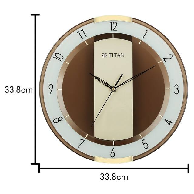 Titan Contemporary Brown Wall Clock with a partly Semi-transparent Dial 33.80 x 33.80 cm - Medium Size W0079PA02