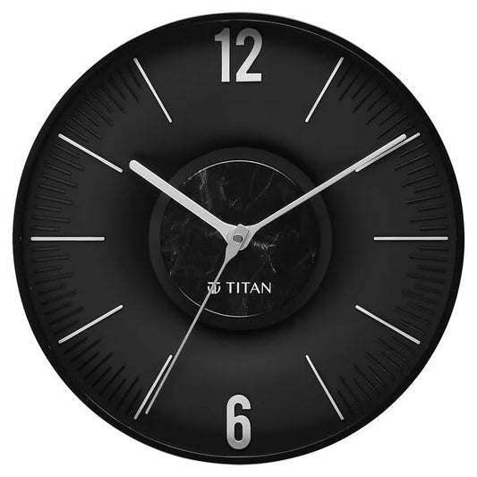 Titan Earth Flare Wall Clock - Black Marble Texture w0093pa02