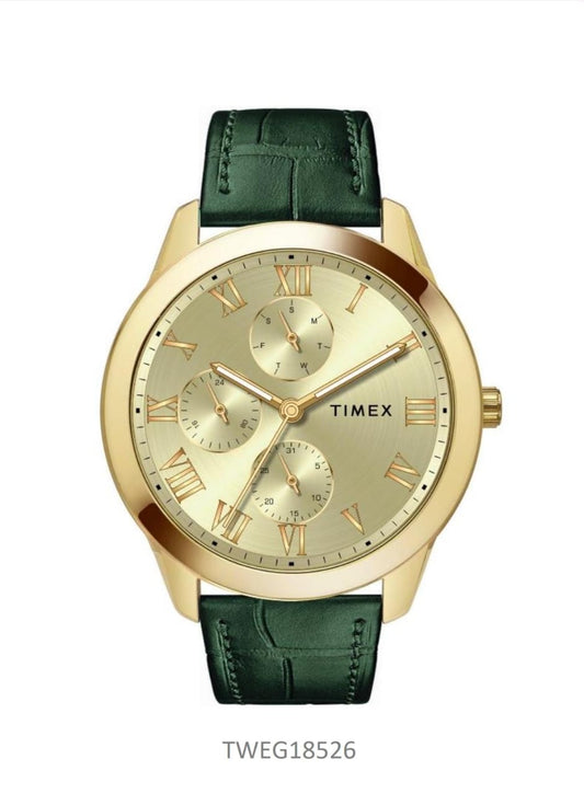 Timex Full Roman Champ Dial Green Croco leather Strap Men's Watch TWEG18526