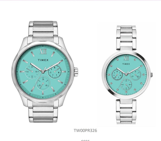 Timex Tiffany Blue Dial St Steel Bracelet Watch Set TW00PR326