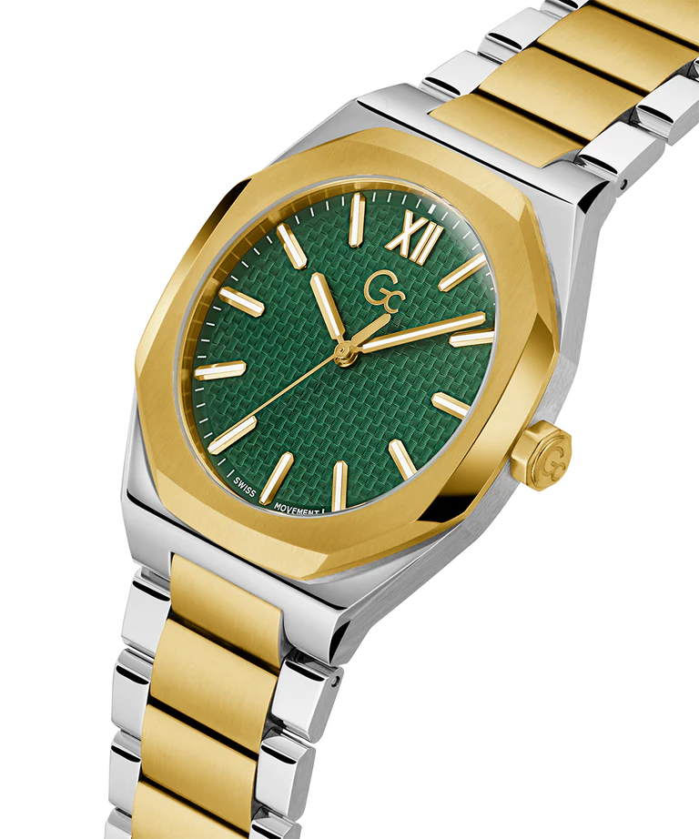 Gc Men's Green Dial Analog Stainless Steel Watch Z26002G9MF