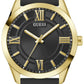 GUESS Mens Black Gold Tone Analog Watch GW0894G2