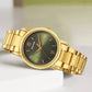 Sonata Classic Quartz Analog Green Dial Golden Stainless Steel Strap Watch for Men 7987ym15w