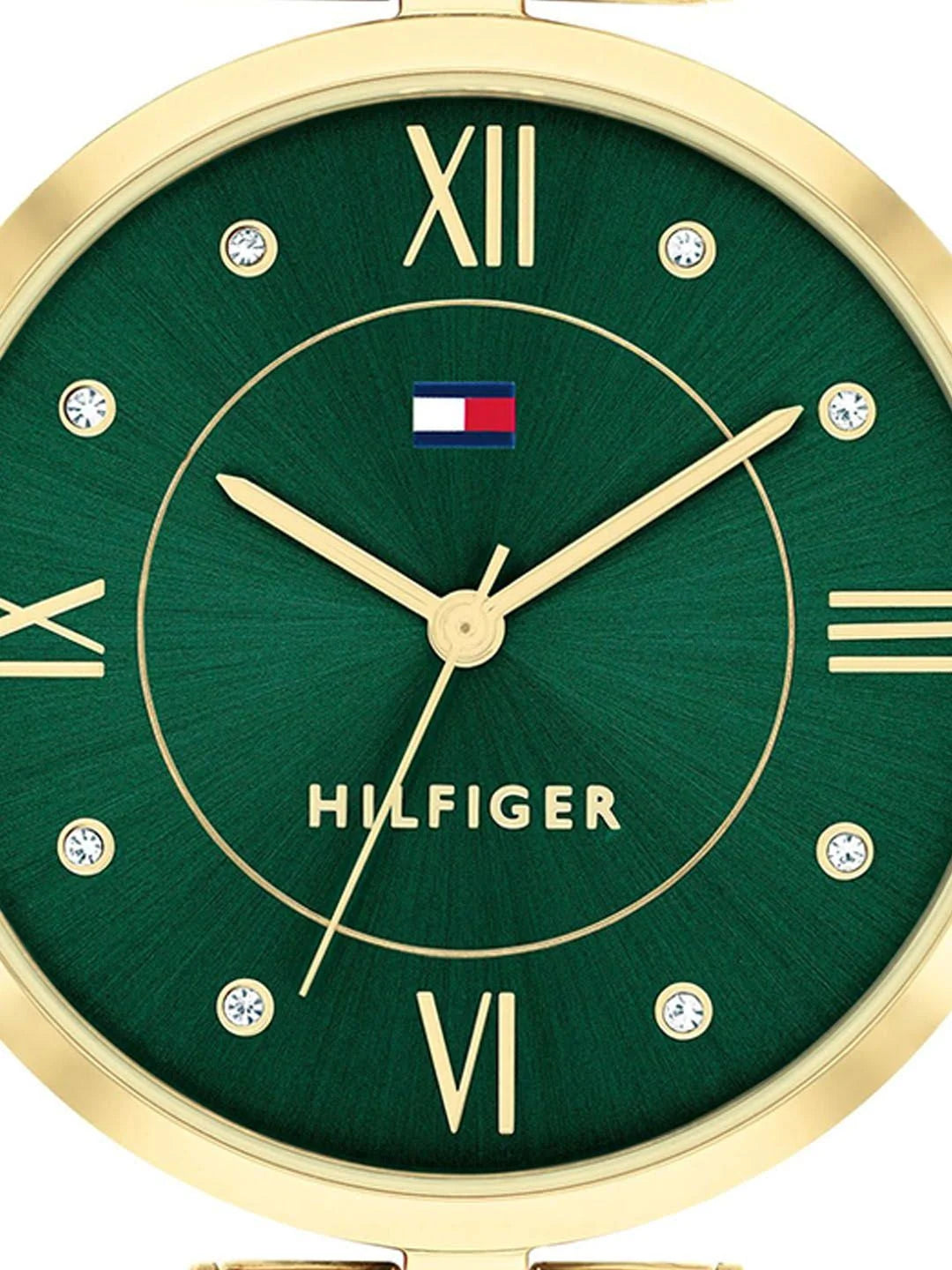 Tommy Hilfiger Quartz Analog Green Dial Golden Stainless Steel Strap Watch for Women th1782711