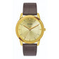 Sleek Golden Dial Leather Strap Watch TM0TG7108