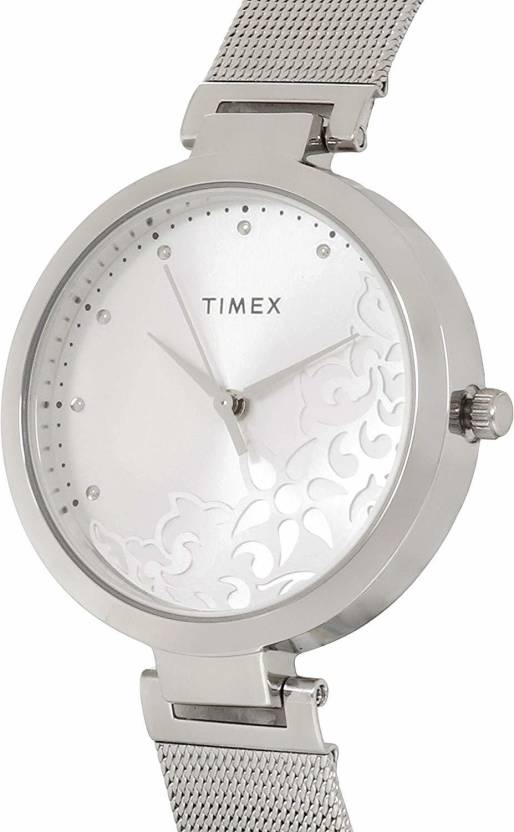 TIMEX FASHION WOMEN'S SILVER DIAL ROUND CASE 3 HANDS FUNCTION WATCH -TW000X216