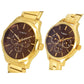 TIMEX FASHION COLLECTION PREMIUM QUALITY MULTIFUNCTION PAIR'S ANALOG BROWN DIAL COLOURED QUARTZ WATCH, ROUND DIAL WITH 44 MM CASE WIDTH - TW00PR297