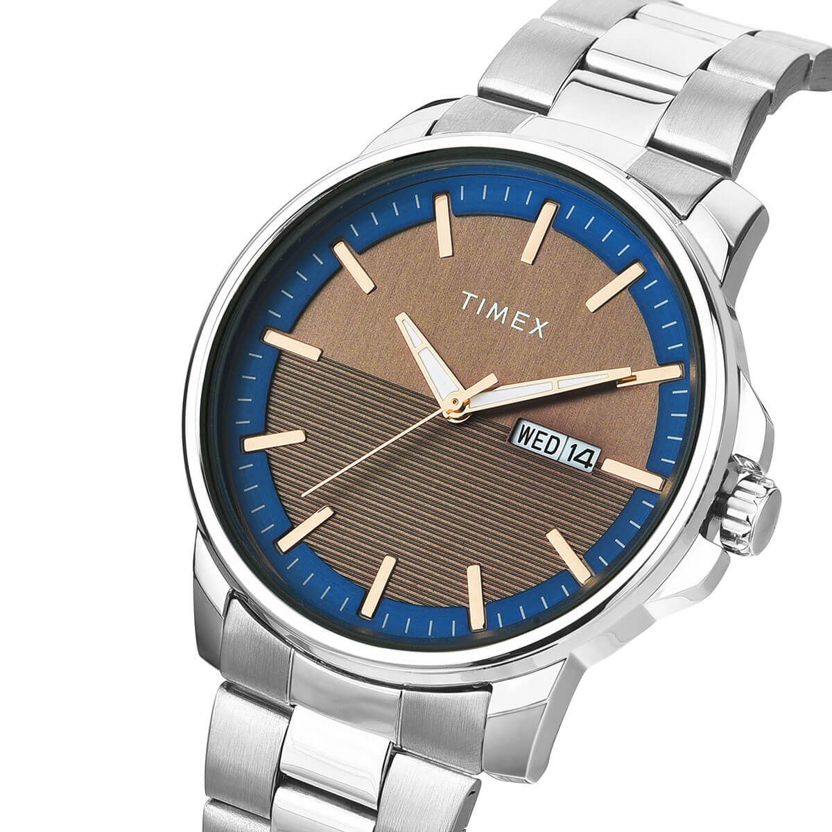 TIMEX FASHION MEN'S GREY DIAL ROUND CASE DAY DATE FUNCTION WATCH -TWEG17213