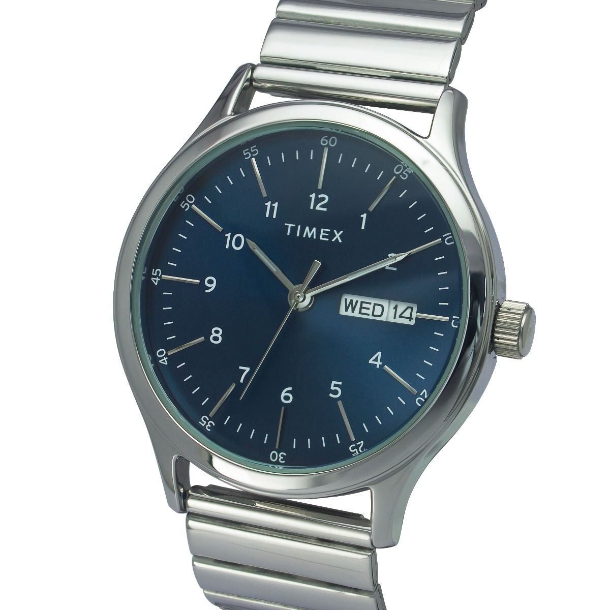 TIMEX FASHION MEN'S BLUE DIAL ROUND CASE DAY DATE FUNCTION WATCH -TWEG19704